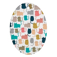 Cute Seamless Pattern Happy Kitty Kitten Cat Ornament (oval) by Vaneshart