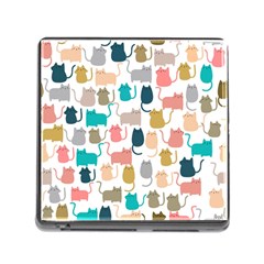 Cute Seamless Pattern Happy Kitty Kitten Cat Memory Card Reader (square 5 Slot)