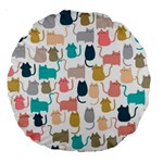 Cute Seamless Pattern Happy Kitty Kitten Cat Large 18  Premium Round Cushions Back