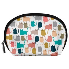 Cute Seamless Pattern Happy Kitty Kitten Cat Accessory Pouch (large)