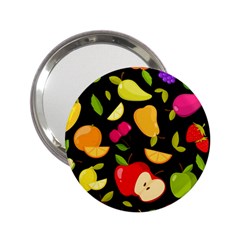 Vector Seamless Summer Fruits Pattern Black Background 2 25  Handbag Mirrors