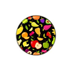 Vector Seamless Summer Fruits Pattern Black Background Hat Clip Ball Marker (4 Pack) by Vaneshart