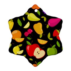 Vector Seamless Summer Fruits Pattern Black Background Snowflake Ornament (two Sides)