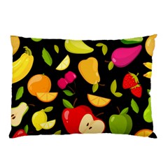 Vector Seamless Summer Fruits Pattern Black Background Pillow Case (two Sides)