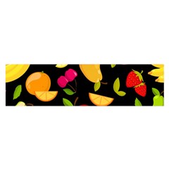 Vector Seamless Summer Fruits Pattern Black Background Satin Scarf (oblong) by Vaneshart