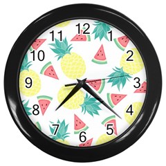 Vector Seamless Pattern With Pineapples Wall Clock (black)