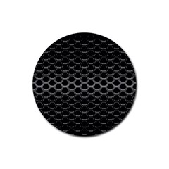 Black Metallic Hexagon Mesh Pattern Background Rubber Round Coaster (4 Pack) 