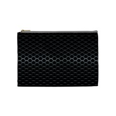 Black Metallic Hexagon Mesh Pattern Background Cosmetic Bag (medium)