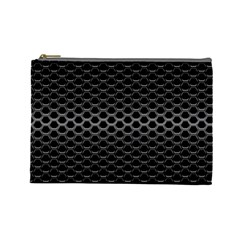 Black Metallic Hexagon Mesh Pattern Background Cosmetic Bag (large) by Vaneshart