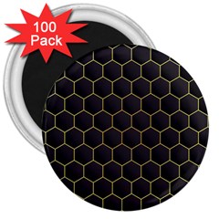 Hexagon Black Background 3  Magnets (100 Pack)