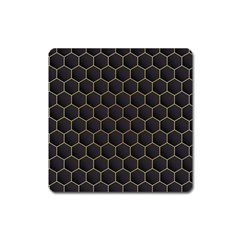 Hexagon Black Background Square Magnet