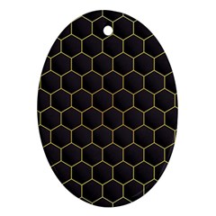 Hexagon Black Background Oval Ornament (two Sides) by Vaneshart