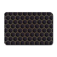 Hexagon Black Background Small Doormat  by Vaneshart