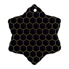 Hexagon Black Background Snowflake Ornament (two Sides)