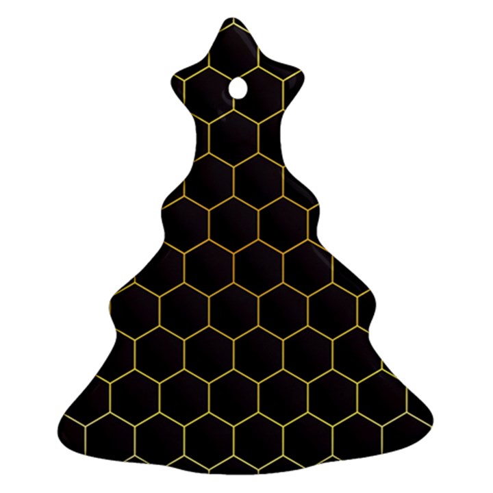 Hexagon Black Background Christmas Tree Ornament (Two Sides)