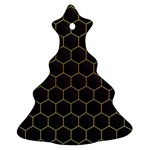 Hexagon Black Background Christmas Tree Ornament (Two Sides) Back