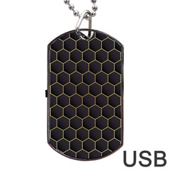 Hexagon Black Background Dog Tag Usb Flash (one Side)