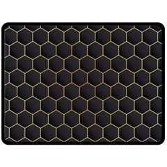 Hexagon Black Background Double Sided Fleece Blanket (large)  by Vaneshart