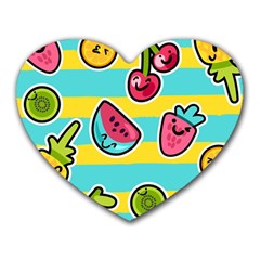 Summer Fruits Patterns Heart Mousepads