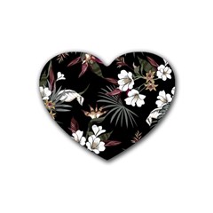 Beautiful Artistic Dark Tropical Pattern Rubber Coaster (heart)  by Vaneshart