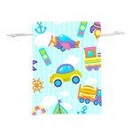 Transport Toy Seamless Pattern Lightweight Drawstring Pouch (L) Back