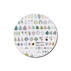 Cute Flowers Plants Big Collection Rubber Round Coaster (4 Pack) 