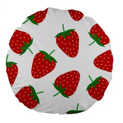 Seamless Pattern Fresh Strawberry Large 18  Premium Round Cushions by Vaneshart