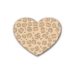 Leopard Print Rubber Coaster (heart)  by Sobalvarro