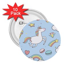 Unicorn Seamless Pattern Background Vector 2 25  Buttons (10 Pack)  by Sobalvarro