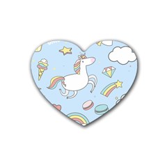 Unicorn Seamless Pattern Background Vector Rubber Coaster (heart)  by Sobalvarro