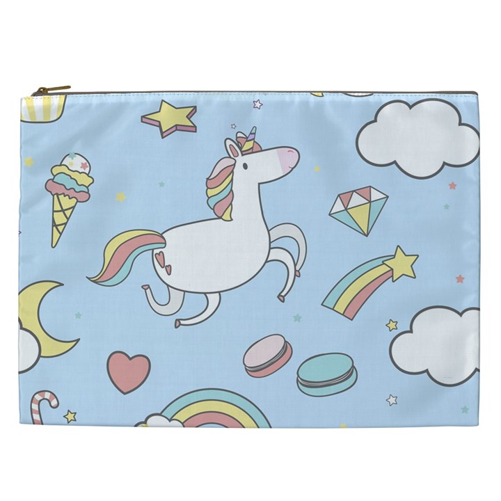 Unicorn Seamless Pattern Background Vector Cosmetic Bag (XXL)