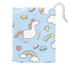 Unicorn Seamless Pattern Background Vector Drawstring Pouch (4xl) by Sobalvarro