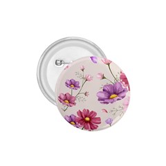 Vector Hand Drawn Cosmos Flower Pattern 1.75  Buttons