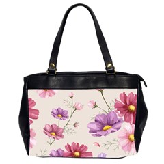 Vector Hand Drawn Cosmos Flower Pattern Oversize Office Handbag (2 Sides) by Sobalvarro