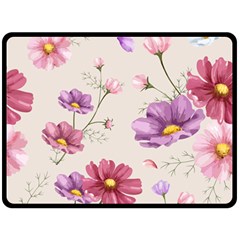 Vector Hand Drawn Cosmos Flower Pattern Fleece Blanket (large)  by Sobalvarro