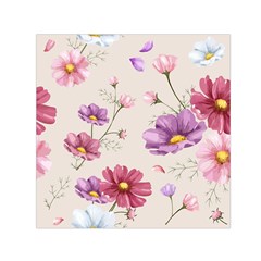 Vector Hand Drawn Cosmos Flower Pattern Small Satin Scarf (square)