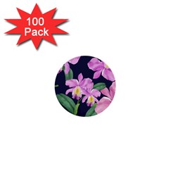 Vector Hand Drawn Orchid Flower Pattern 1  Mini Buttons (100 Pack)  by Sobalvarro