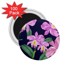 Vector Hand Drawn Orchid Flower Pattern 2 25  Magnets (100 Pack)  by Sobalvarro