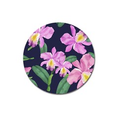 Vector Hand Drawn Orchid Flower Pattern Magnet 3  (round) by Sobalvarro