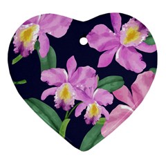 Vector Hand Drawn Orchid Flower Pattern Heart Ornament (two Sides) by Sobalvarro