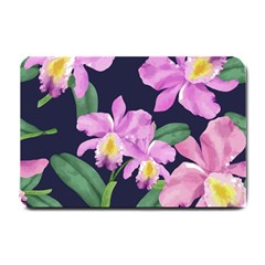 Vector Hand Drawn Orchid Flower Pattern Small Doormat  by Sobalvarro
