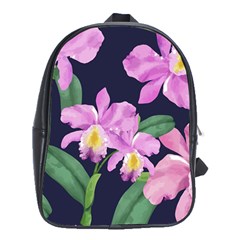 Vector Hand Drawn Orchid Flower Pattern School Bag (xl) by Sobalvarro