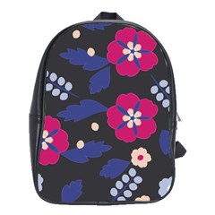 Vector Seamless Flower And Leaves Pattern School Bag (large) by Sobalvarro