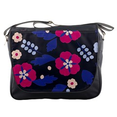 Vector Seamless Flower And Leaves Pattern Messenger Bag by Sobalvarro