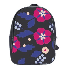 Vector Seamless Flower And Leaves Pattern School Bag (xl) by Sobalvarro