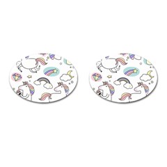 Cute Unicorns With Magical Elements Vector Cufflinks (oval) by Sobalvarro
