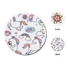 Cute Unicorns With Magical Elements Vector Playing Cards Single Design (round) by Sobalvarro