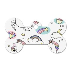 Cute Unicorns With Magical Elements Vector Dog Tag Bone (one Side) by Sobalvarro