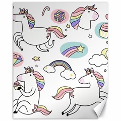 Cute Unicorns With Magical Elements Vector Canvas 11  X 14  by Sobalvarro