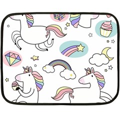 Cute Unicorns With Magical Elements Vector Fleece Blanket (mini) by Sobalvarro